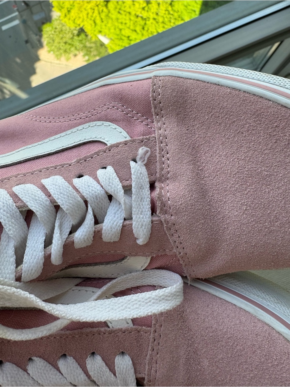 BARELY WORN Pink Low-Top Old Skool Pink Vans with White Stripe - Picture 5 of 5